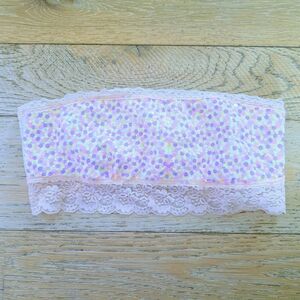 PINK Victoria's Secret Sequins Floral Lace Bandeau Top Bralette glam